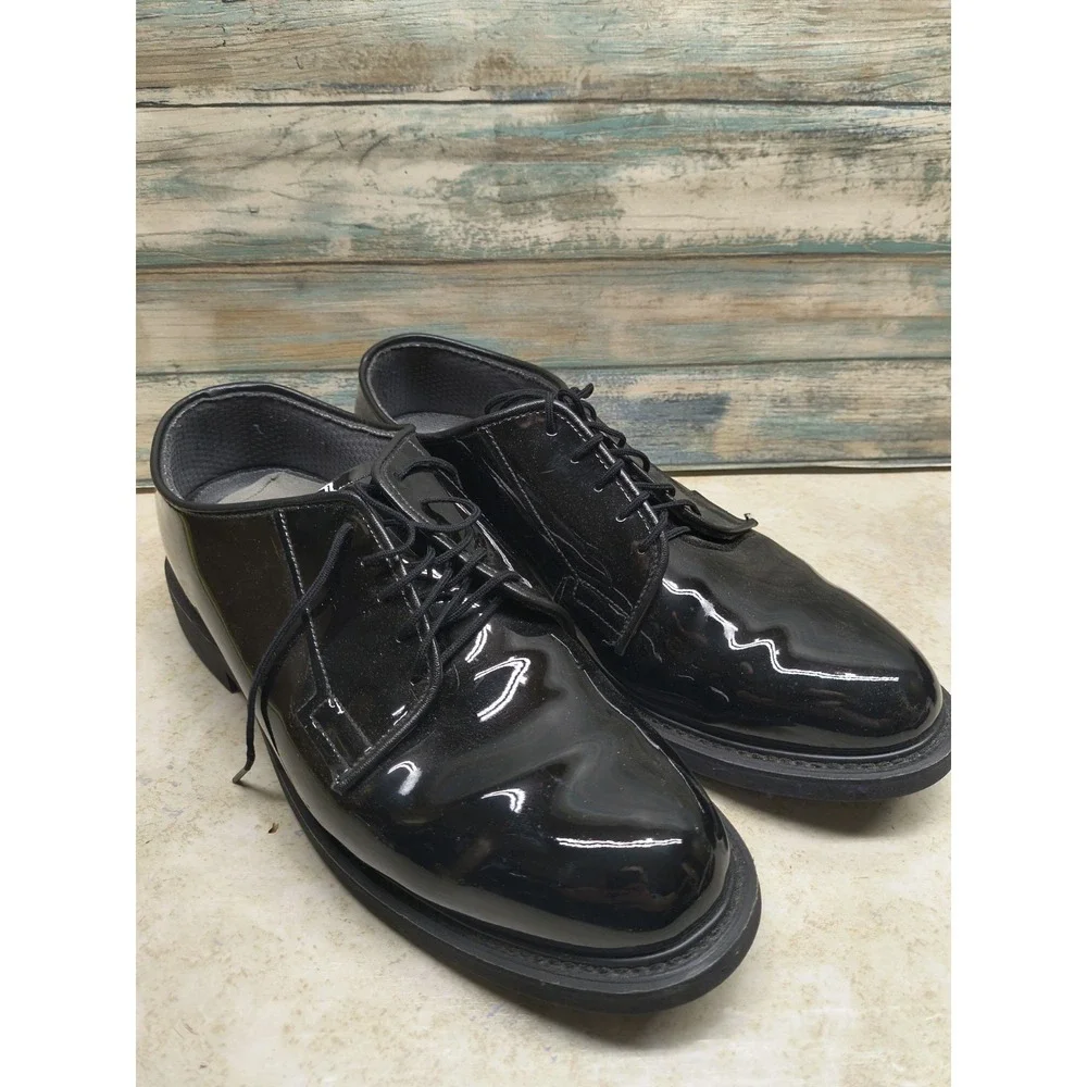 Bates Black‎ Shiny Lace-Up Vibram Military Dress Shoes, Size 10 E Formal Wedding